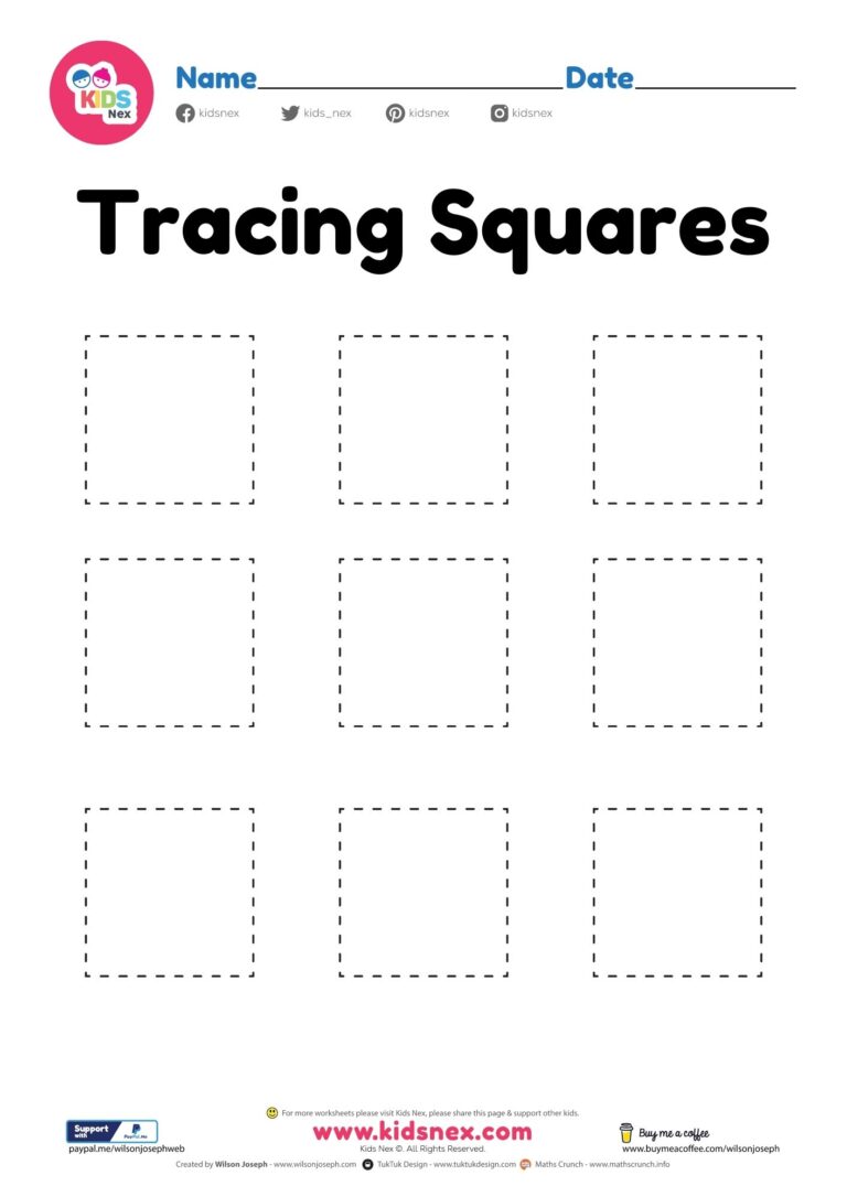 Tracing Square Shapes Worksheet Free Printable PDF