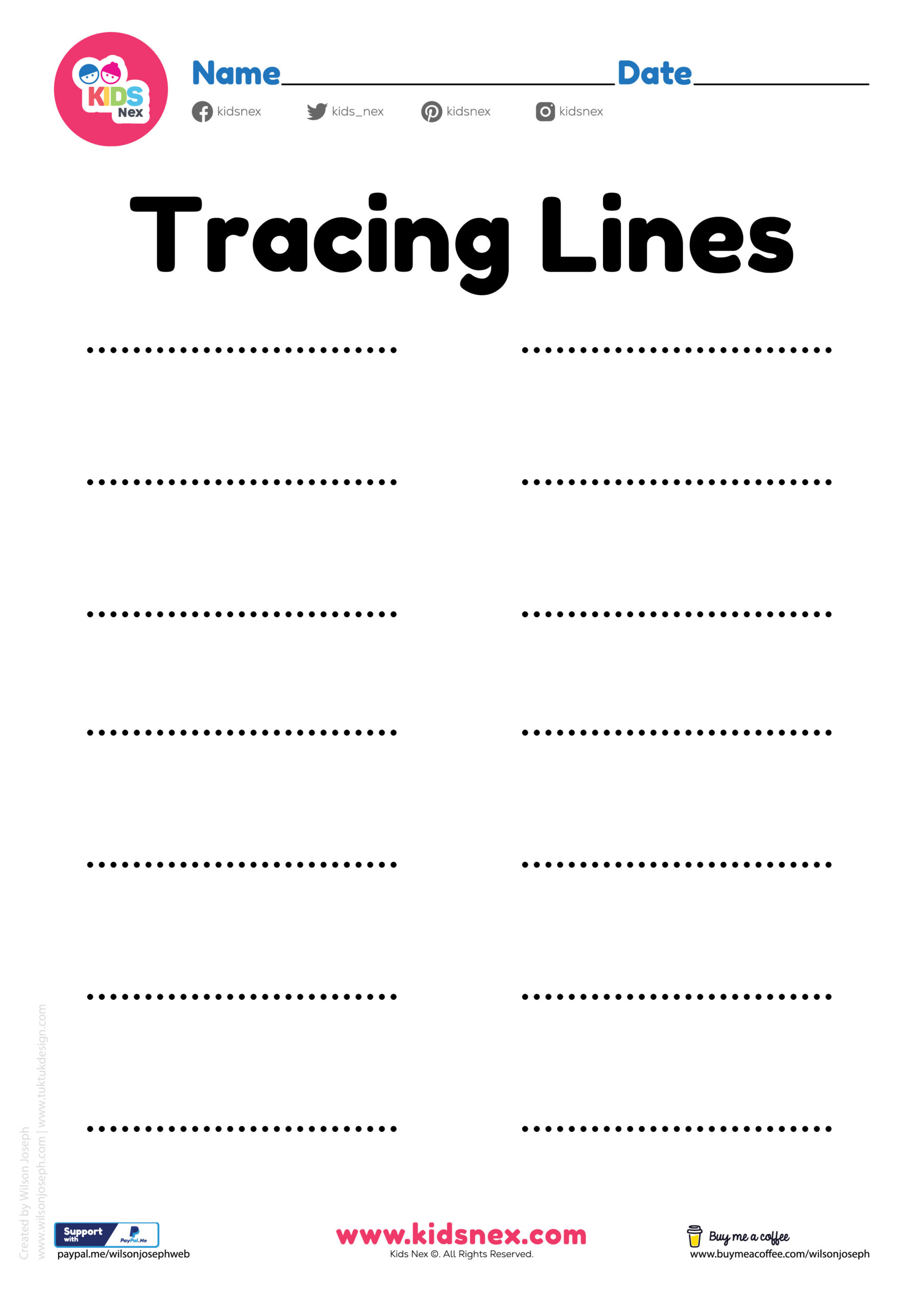 Tracing Lines Worksheet Free Printable PDF