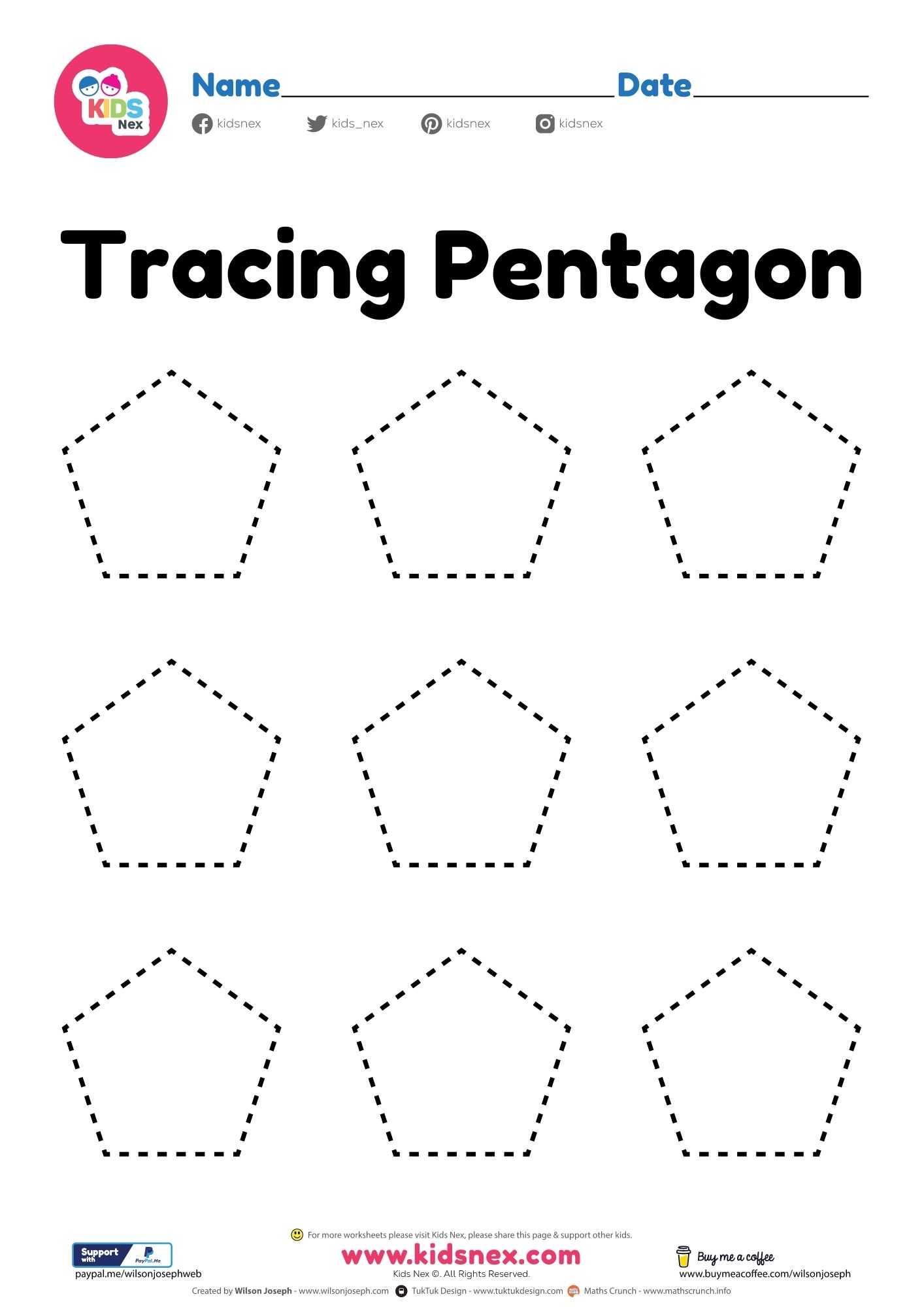 Pentagon Shape Worksheet - Free Printable PDF for Preschool