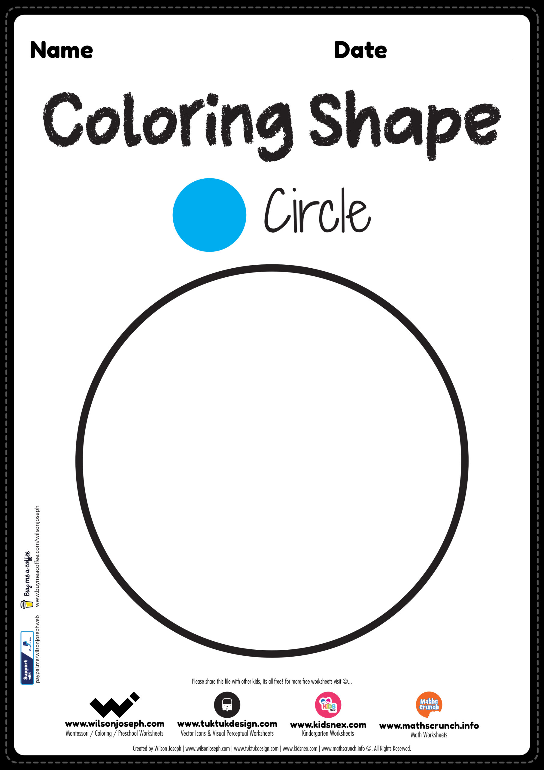 Circle Coloring Page Free Printable PDF For Preschool Kids