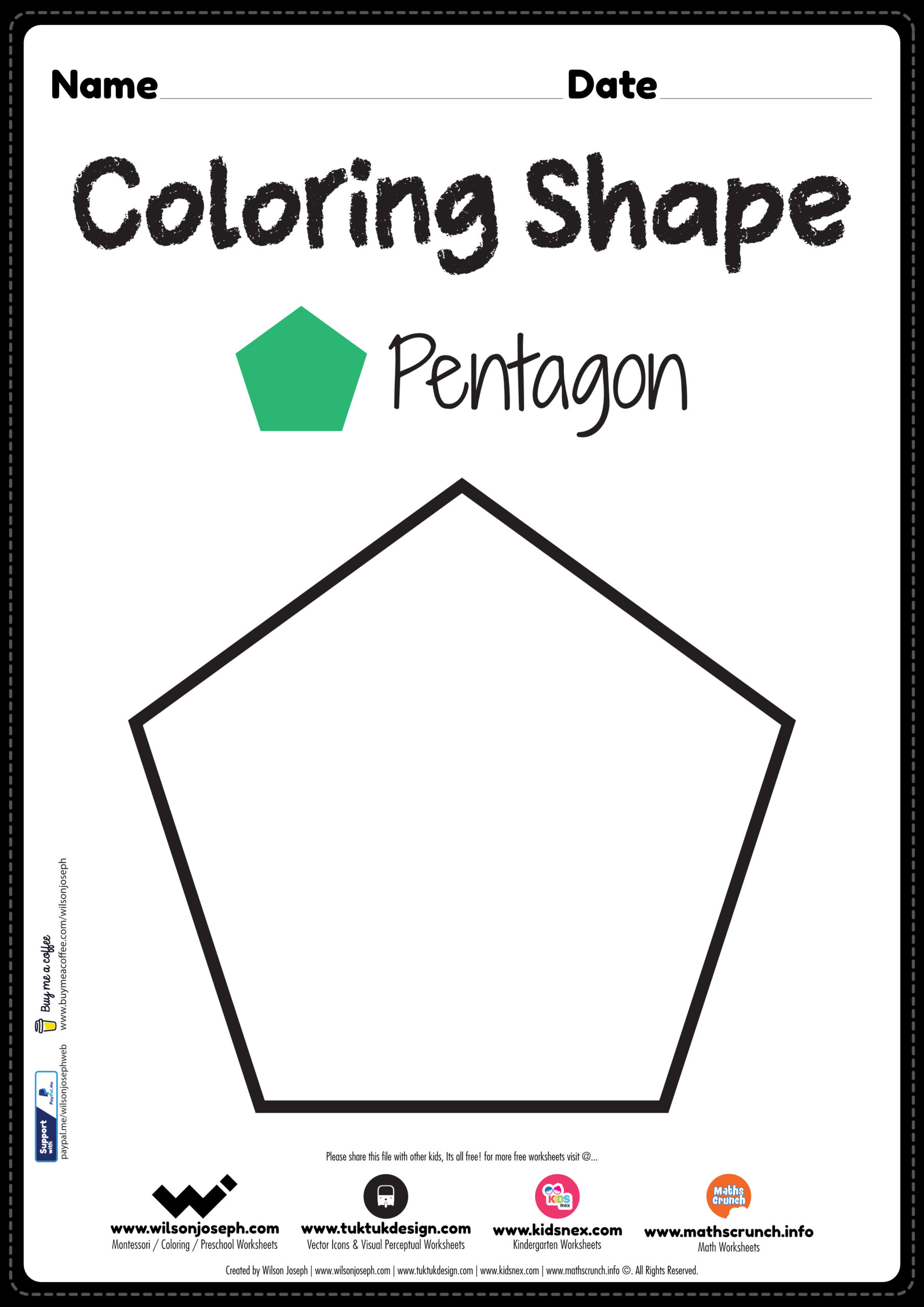 Pentagon Coloring Page - Free Printable PDF for Kindergarten