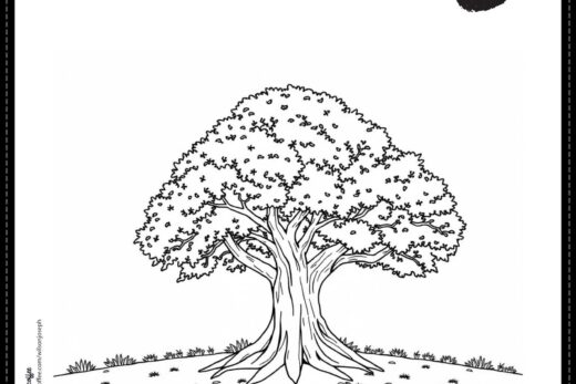 Tree coloring page for kids