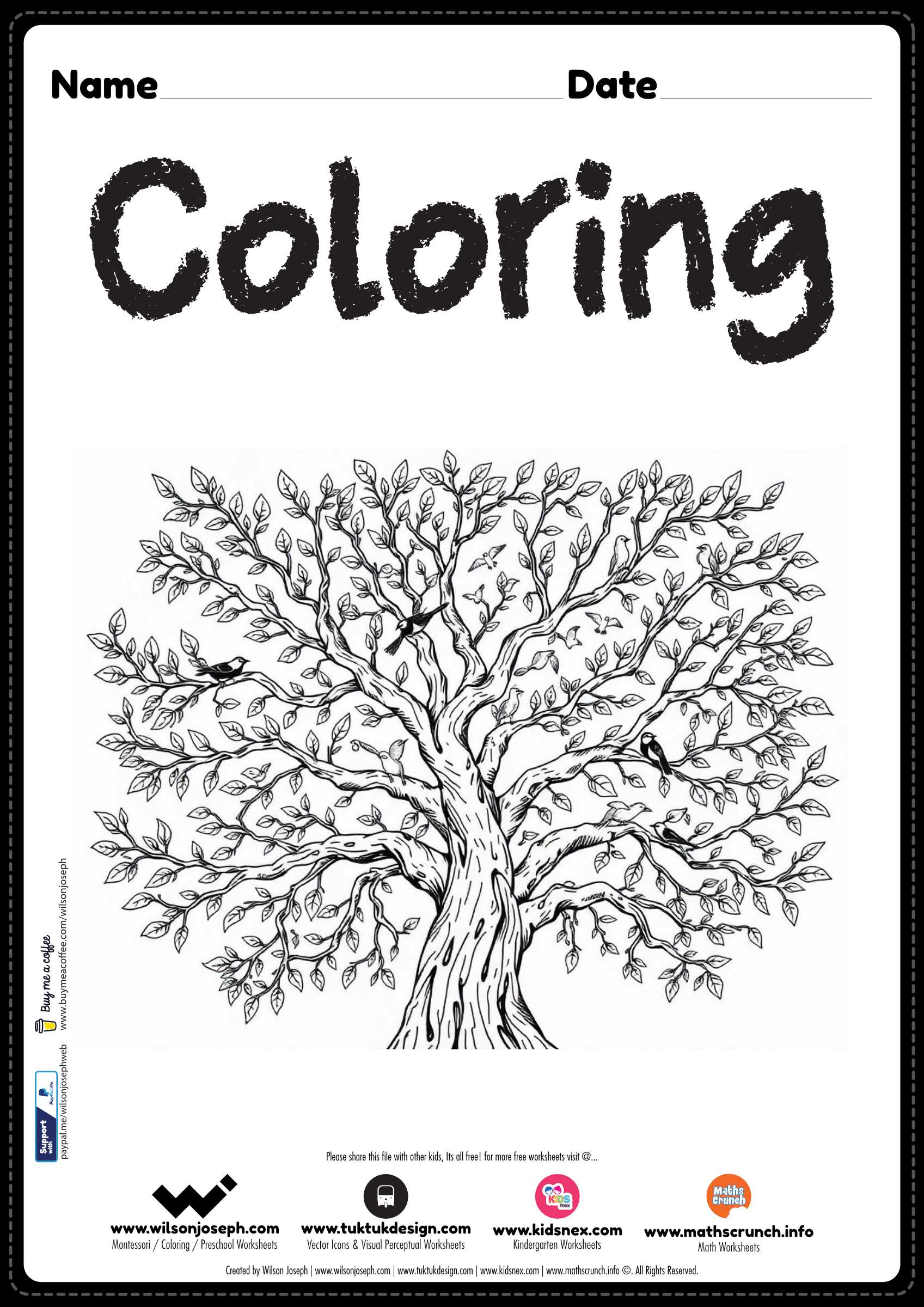 Printable tree coloring page