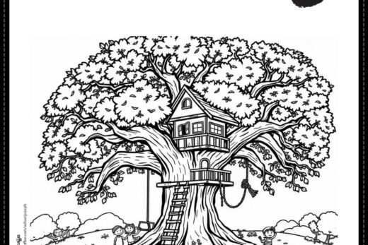 Coloring Tree Page for Kids- Free PDF