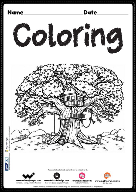 Coloring Tree Page for Kids- Free PDF