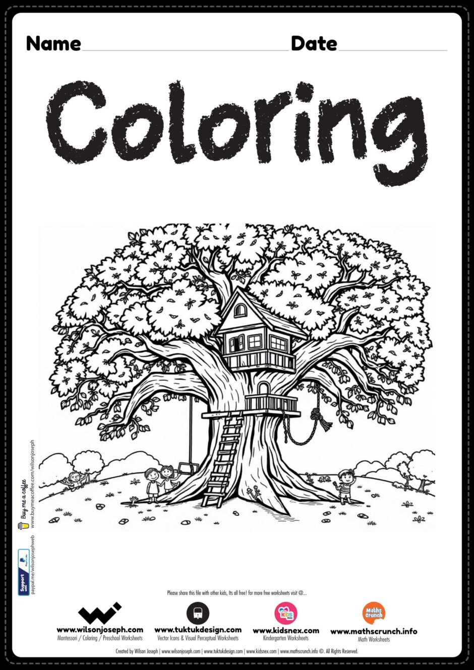 Coloring Tree Page for Kids- Free PDF