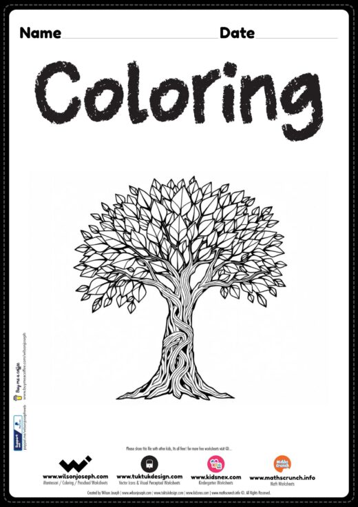 Printable Coloring Page of Tree for Kids - Free PDF