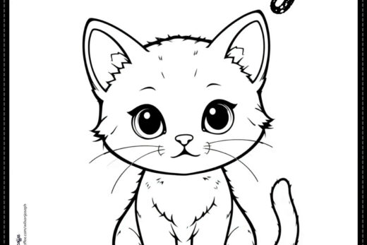 Cute cat Coloring Page for kids